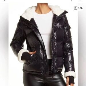 S13  Callie Black Gloss Puffer with Sherpa trim, NWT